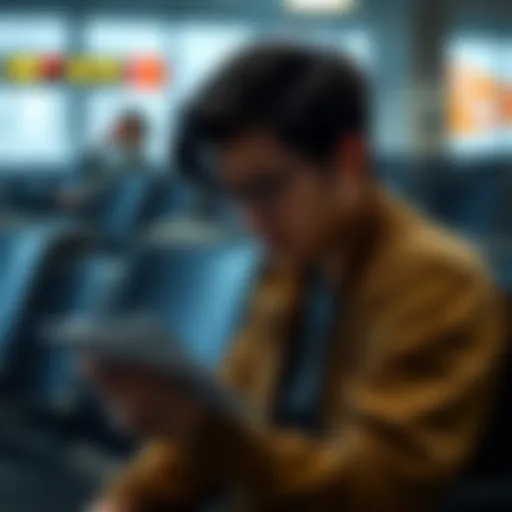 A worried individual sitting alone, looking down with a test paper in hand, reflecting on recent failures. The background shows an empty waiting area, highlighting feelings of isolation and anxiety.