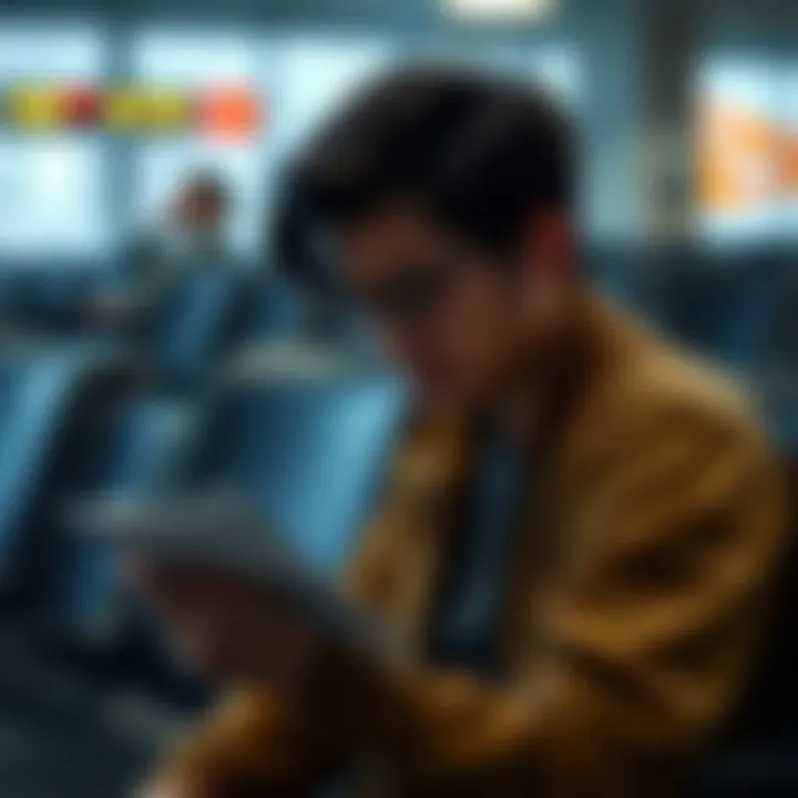 A worried individual sitting alone, looking down with a test paper in hand, reflecting on recent failures. The background shows an empty waiting area, highlighting feelings of isolation and anxiety.