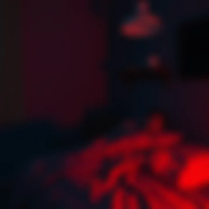 A person sits on the edge of their bed, looking worried, with shadows flickering on the walls in a dimly lit room.