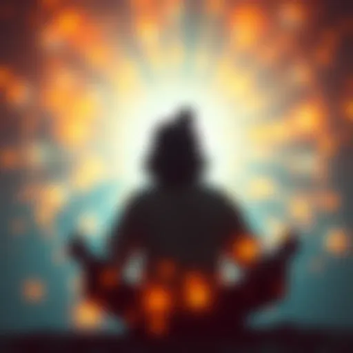 A person meditating and surrounded by glowing light, symbolizing inner peace and love