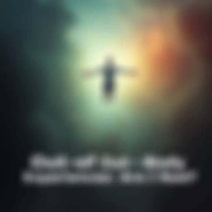 A person appears to float above their physical body, surrounded by a soft glow, representing an out-of-body experience.