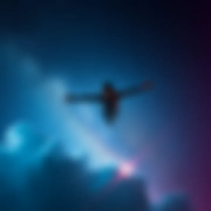 Person flying in a dream A person soaring through a starry sky in a lucid dream setting