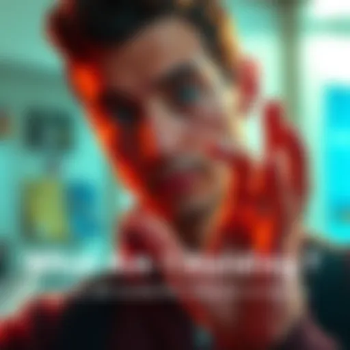 A person with an inquisitive look holding a small object in their hand, examining its features.
