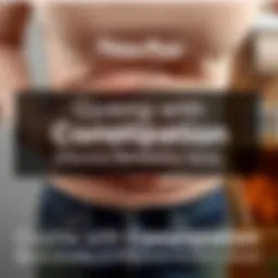 Individual showing discomfort by holding their stomach, symbolizing constipation issues