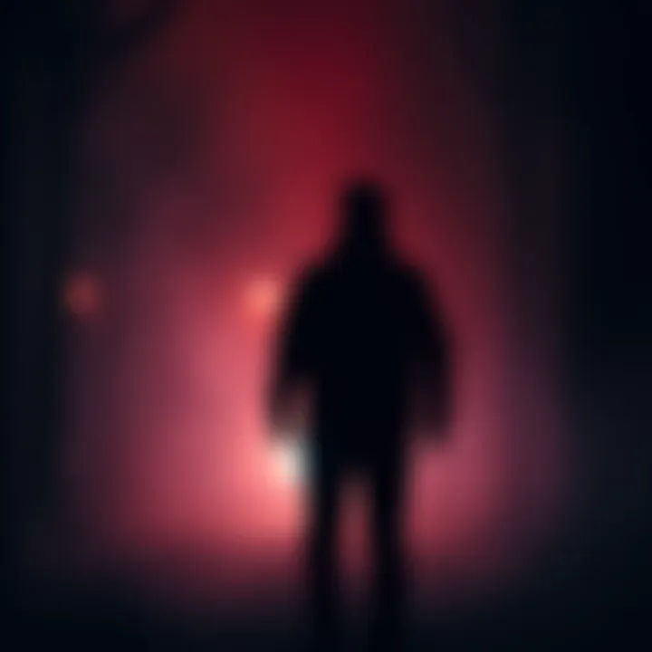 A person stands in a dark environment, looking frightened as they hear strange noises, hinting at a supernatural encounter with skinwalkers.