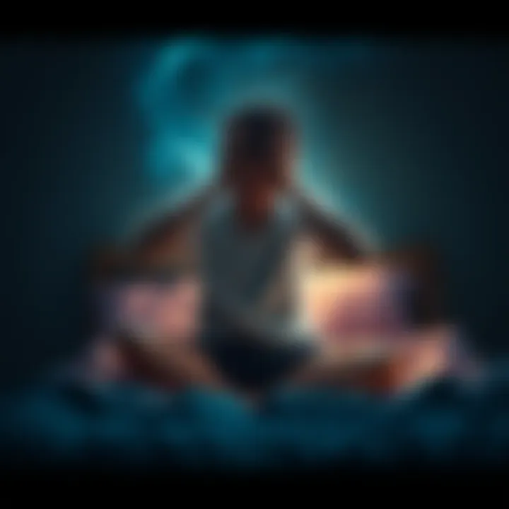 A person sitting on a bed, looking troubled while holding their head in their hands, reflecting on a haunting dream about a friend's death.