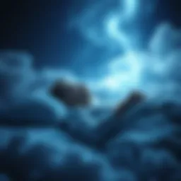 A person lying in bed with eyes closed, appearing to be in a deep dream, surrounded by soft clouds and stars, symbolizing a vivid lucid dream experience.