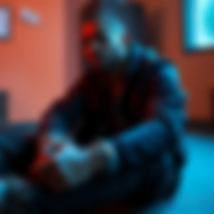 A person sitting on the ground with handcuffs on their wrists, looking contemplative and emotional as they reflect on their experiences with law enforcement.