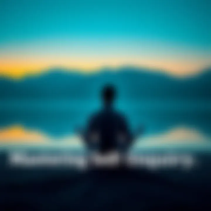 Person in meditation A person sitting cross-legged in a serene environment, practicing self-inquiry and reflecting deeply on the question 'Who am I?'.
