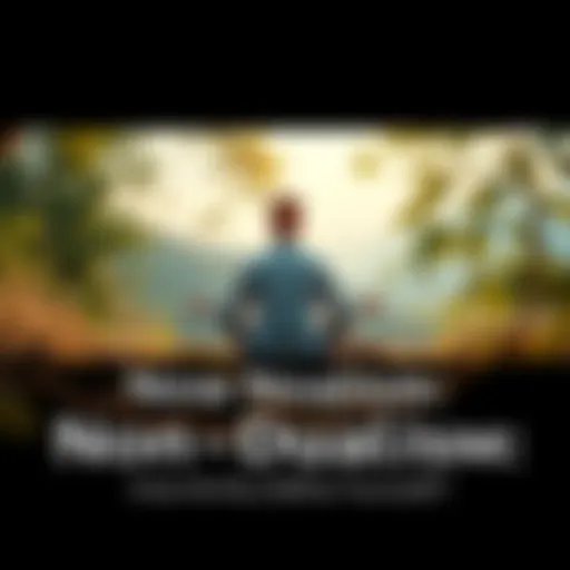 A person sitting cross-legged in meditation, surrounded by a serene natural setting, reflecting on identity and self-awareness.