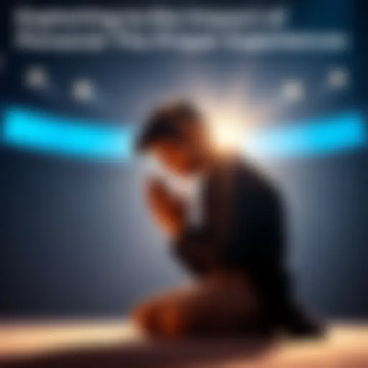 A person kneeling in prayer with hands clasped, reflecting on their thoughts and feelings.