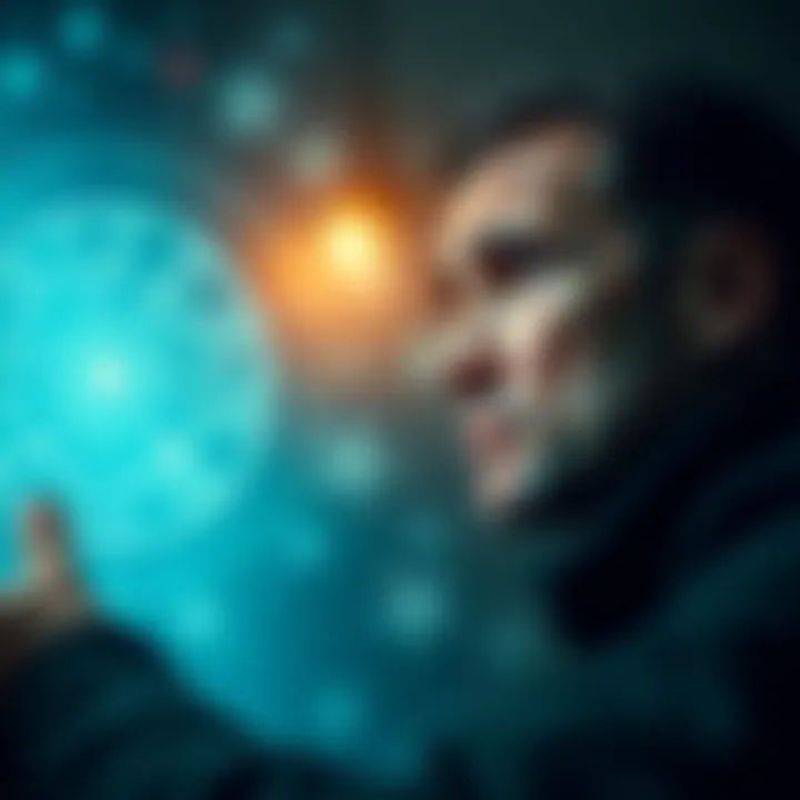 Individual gazing at a star chart with a worried expression, reflecting on negative predictions about life and relationships.