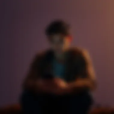 Individual sitting alone, looking worriedly at their phone after a fight with their partner