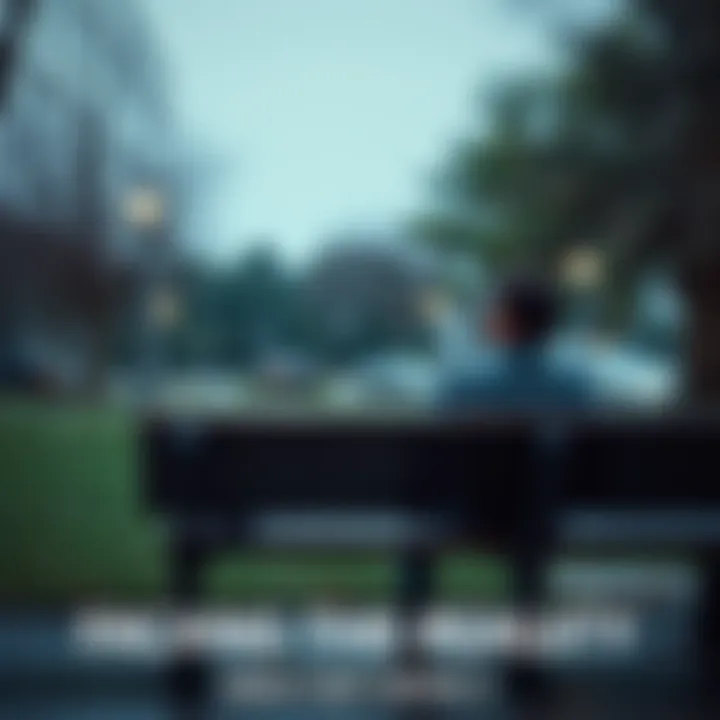 A person sitting on a park bench, looking thoughtful while observing the changing weather, symbolizing the unpredictability of life.