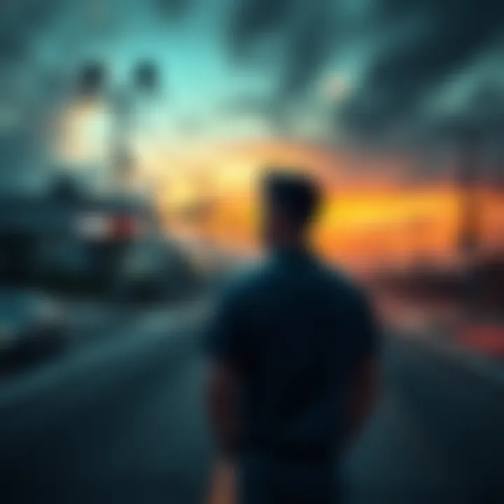 A person standing at a crossroad, contemplating their next move during uncertain times