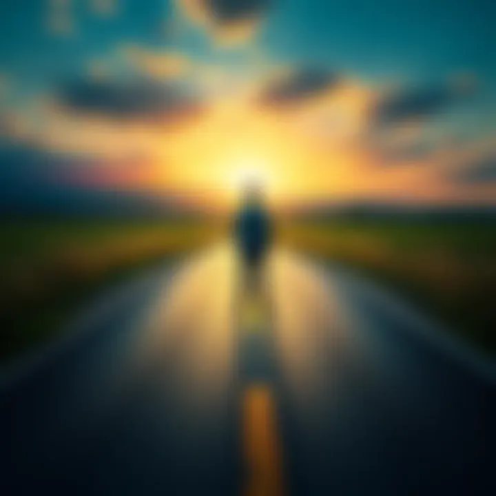 A person standing at a fork in the road, contemplating paths to wealth and financial success.