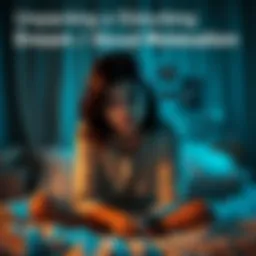 A person sits on a bed, looking worried and deep in thought after a troubling dream about molestation, with a blurred background indicating a bedroom setting.