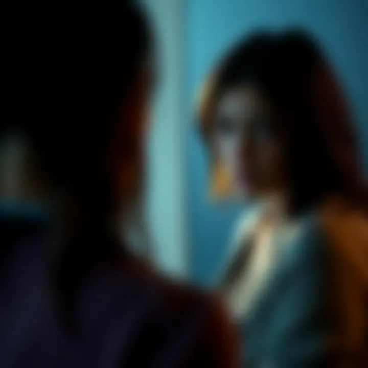 A person stands in front of a mirror, looking distressed and reflecting feelings of body dysmorphia.