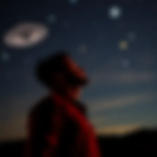 A person standing outside at night, gazing up at the stars with a thoughtful expression, pondering the concept of UFOs and extraterrestrial life.