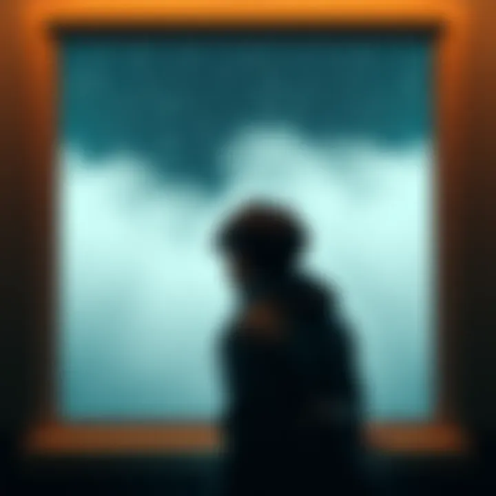 Person looking out a window A person gazing out a foggy window, reflecting feelings of detachment and solitude during a rainy day.