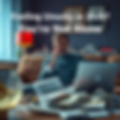 A person sitting on a couch with a sad expression, surrounded by scattered papers and a laptop, reflecting frustration over bad luck in life