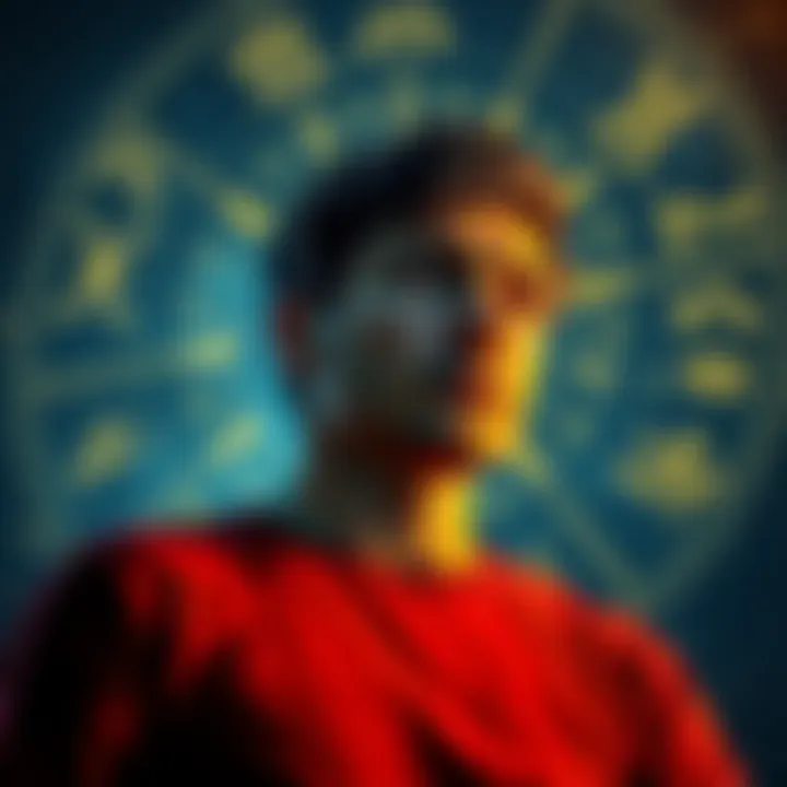 A person contemplating zodiac signs with a thoughtful expression