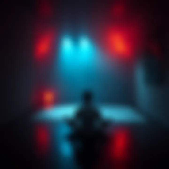 Person meditating in a dark room A person sits cross-legged in a dimly lit room, showing their struggle to connect with infernal deities during meditation.