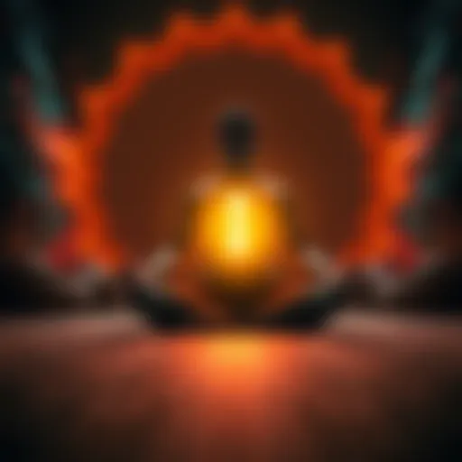 Individual sitting cross-legged with a glowing sacral chakra, symbolizing the flow of sexual energy and healing from past relationships.