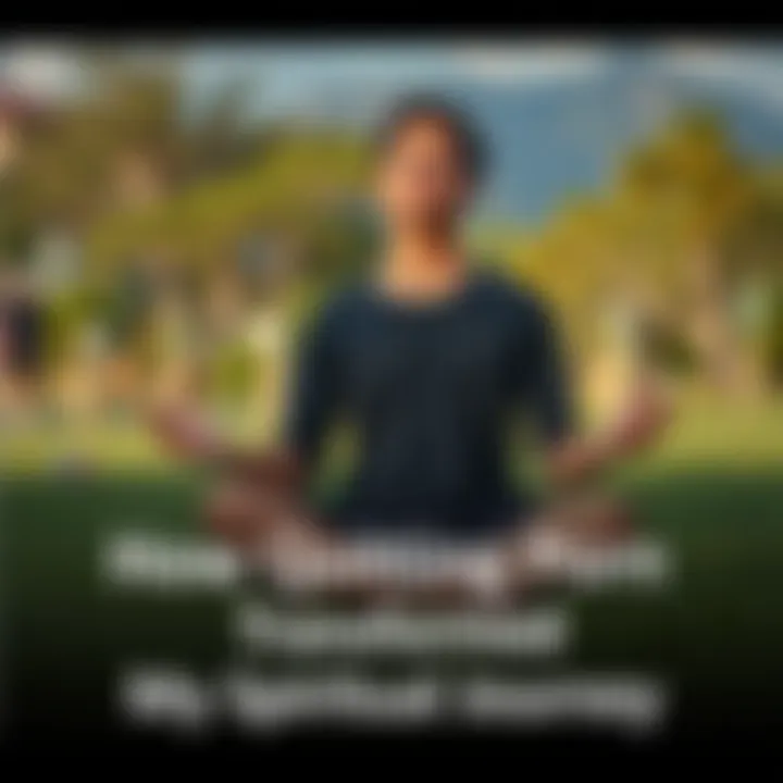 Individual sitting cross-legged on grass, meditating with eyes closed, surrounded by nature, symbolizing peace and spiritual growth