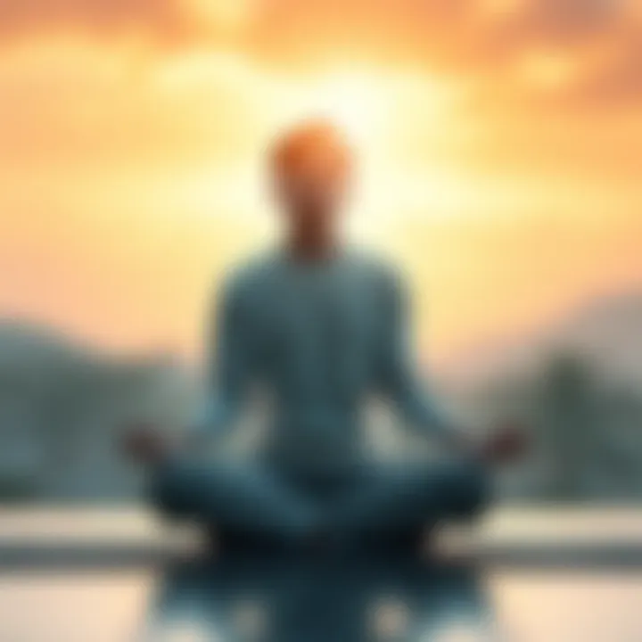 Individual sitting cross-legged in a serene setting, looking thoughtful as they reflect on life changes after a spiritual awakening.