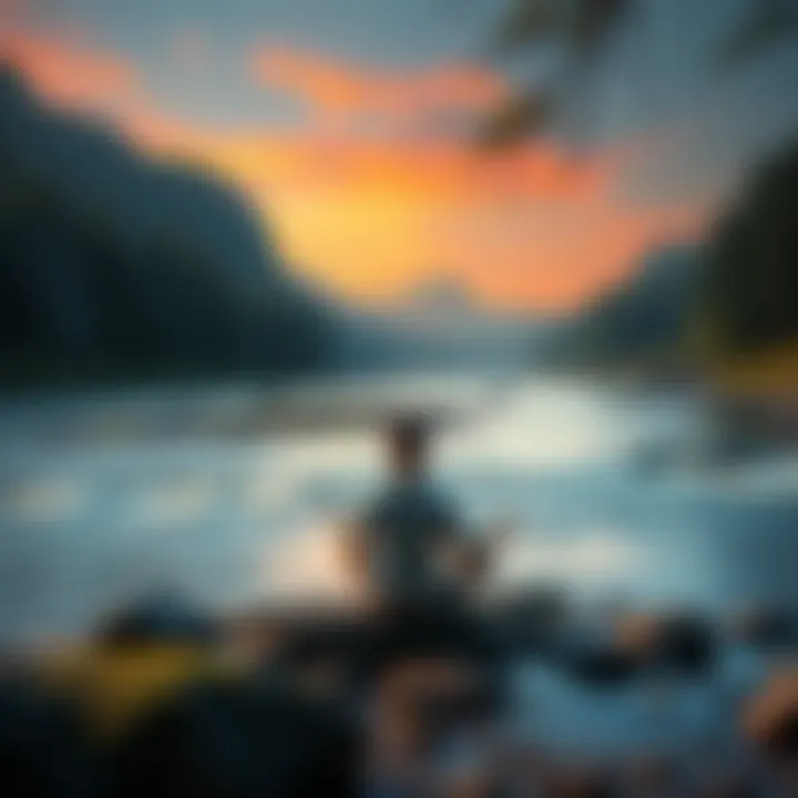 A person sits peacefully in meditation by a flowing river, embodying a sense of alignment with nature and spirituality.