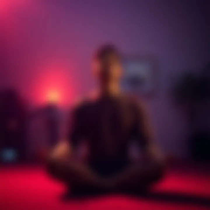 A person sitting in a quiet room, eyes closed, meditating peacefully to connect with their inner voice.