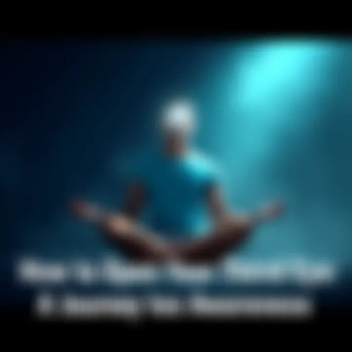 A person sits cross-legged in a peaceful setting, eyes closed, with a gentle glow at their forehead symbolizing the third eye opening.