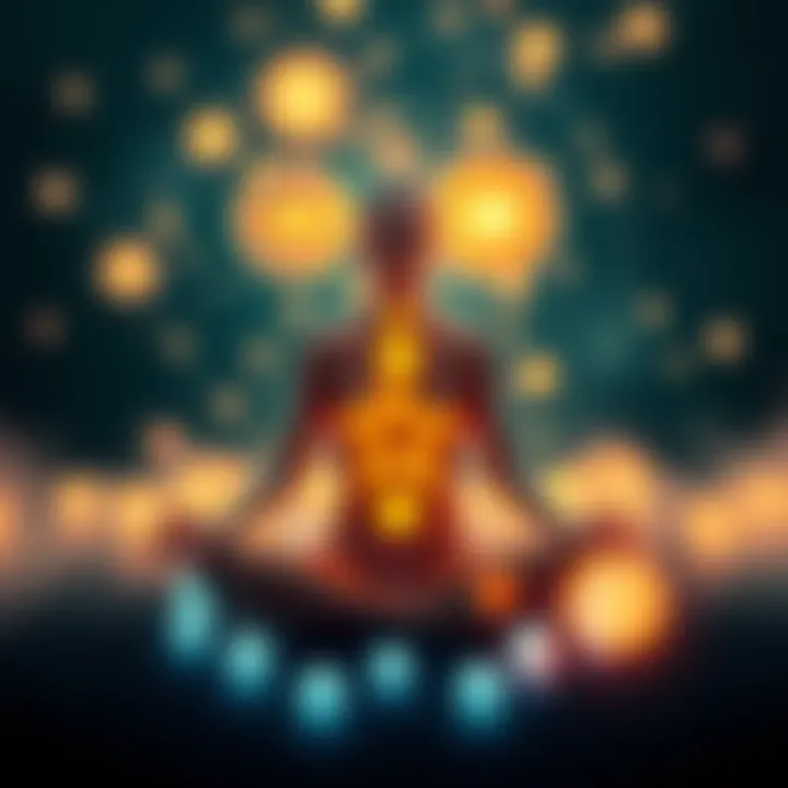 A person meditating with glowing orbs around them, symbolizing connection to the spirit world