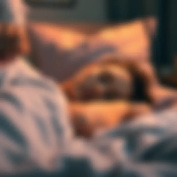 A person lying on a bed with a serene expression, eyes closed, as if experiencing a unique dream state while surrounded by a cozy room.