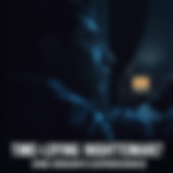 Person in a nightmarish setting A person waking up in a dark room, looking scared with memories from a dream of an old man repeating in their mind.