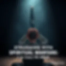 A distressed individual sitting in a dimly lit room, clutching their head as a snake-like shadow looms overhead, symbolizing spiritual struggle