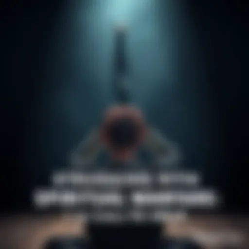 A distressed individual sitting in a dimly lit room, clutching their head as a snake-like shadow looms overhead, symbolizing spiritual struggle