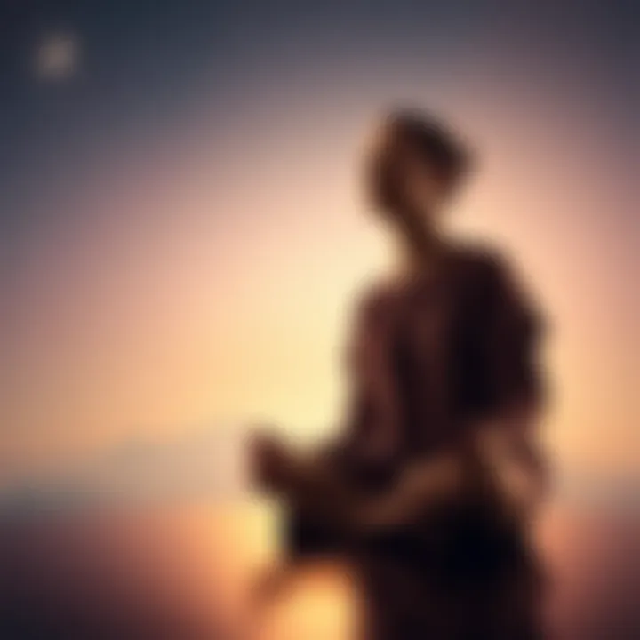 A person sitting cross-legged with eyes closed, focusing on positive affirmations in a peaceful setting.