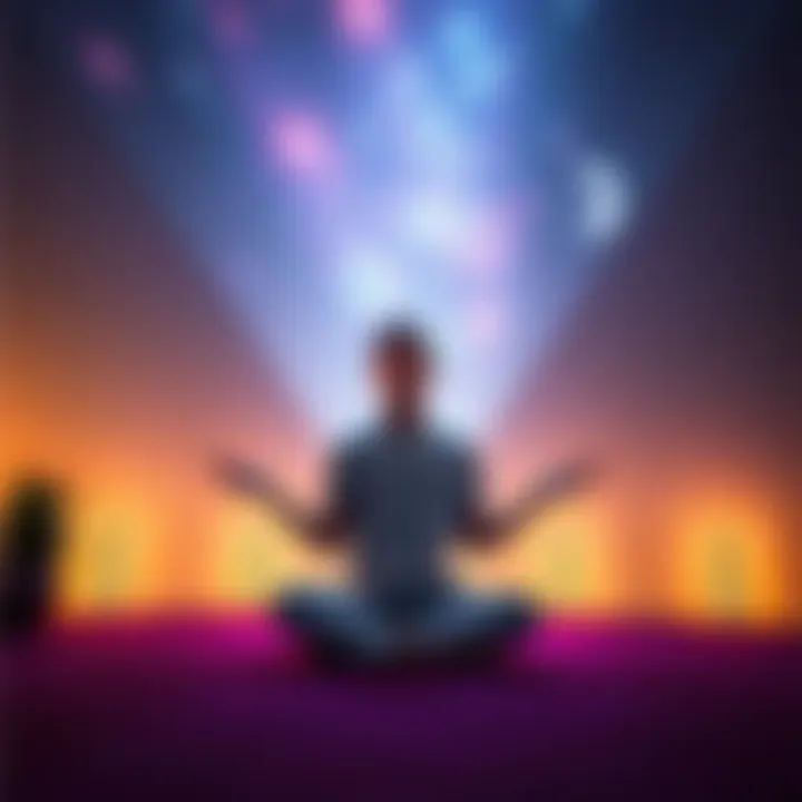 Individual with autism and ADHD meditating to explore astral projection techniques in a calming environment