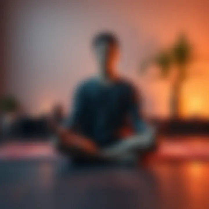 Individual meditating peacefully while surrounded by calming resources for chronic pain management