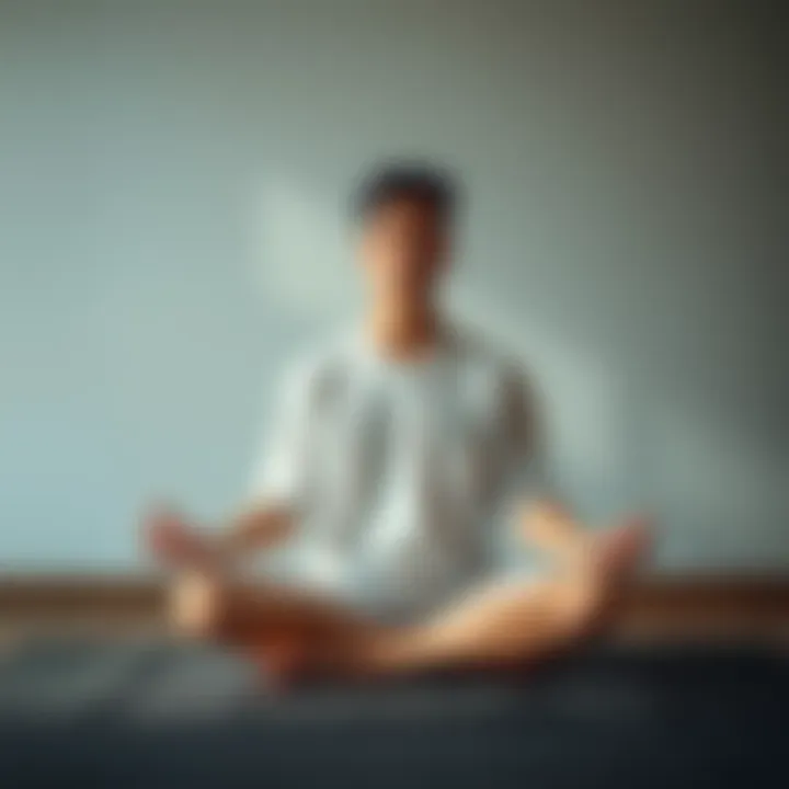 Individual sitting cross-legged in a calm setting, practicing mindfulness to relieve anxiety.