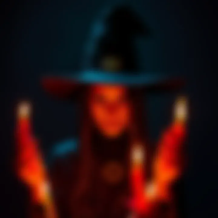 Person practicing witchcraft A person wearing a witch hat and holding candles, representing the trend of being 'sag' in witchy forums