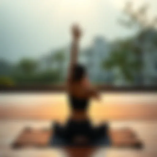 A person in a yoga pose on a mat, surrounded by a calm environment, reflecting on their return to Ashtanga yoga.