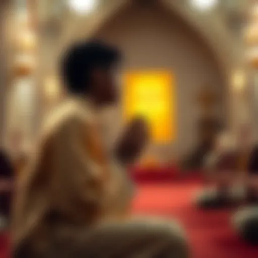 A Catholic individual kneeling in prayer, looking thoughtful as they consider their unique abilities while surrounded by symbols of faith.