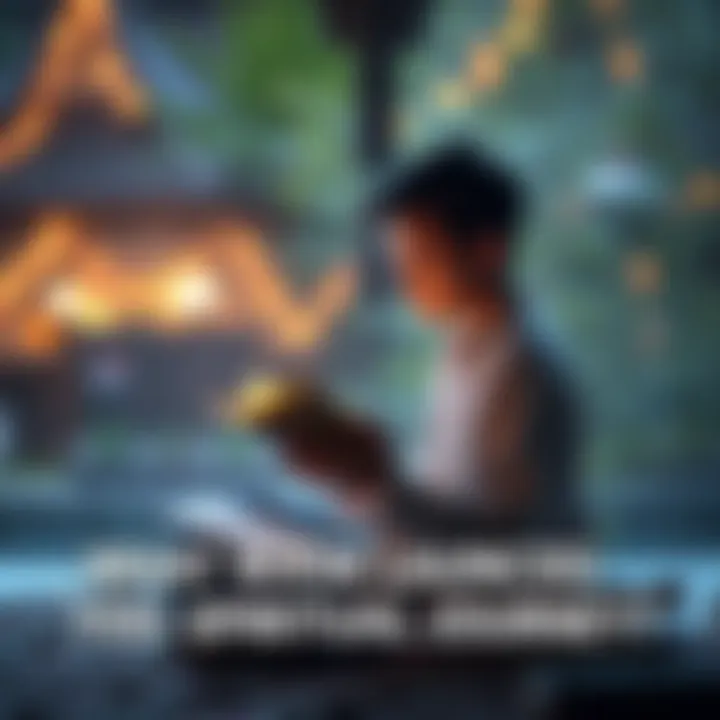 A person sitting in a peaceful setting reading a book that inspires their spiritual journey