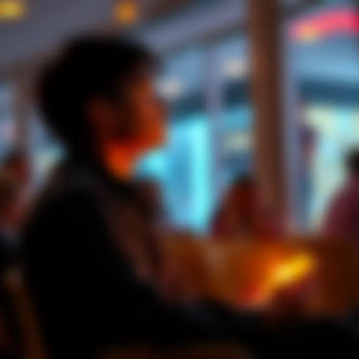 An individual sitting quietly with their eyes closed, surrounded by a soft glow, as they sense the energy of people nearby.