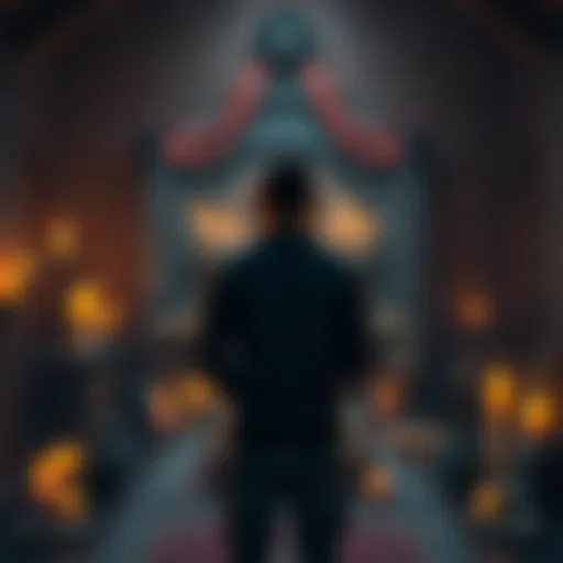 A person stands in front of an altar, surrounded by candles and spiritual items, reflecting on their spiritual journey.