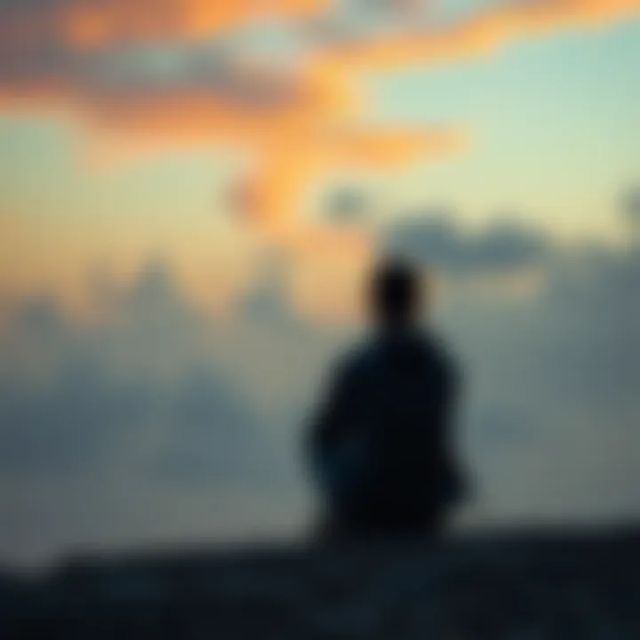 A person sitting alone in a serene environment, deep in thought, symbolizing reflection after an enlightening experience.