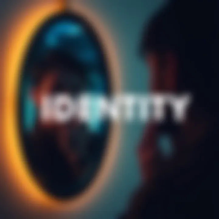 A person looking into a mirror, deep in thought, representing self-discovery and personal identity